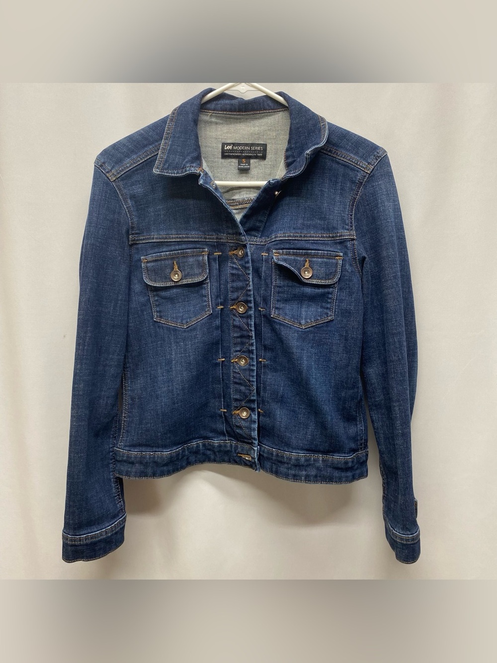 Lee womens jeans jacket small dark wash closet staple basic classic boho
